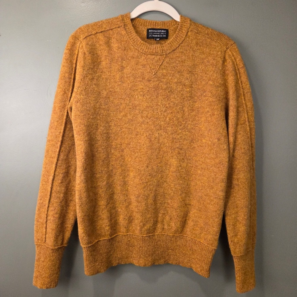 Banana Republic Men's 100% Wool Pullover Sweater Orange Size M